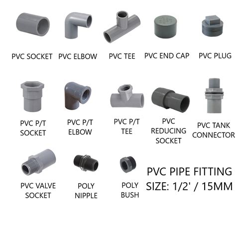 [1/2inch (15mm)] PVC Pipe Fitting-Socket/Elbow/Tee/Cap/Connector ...