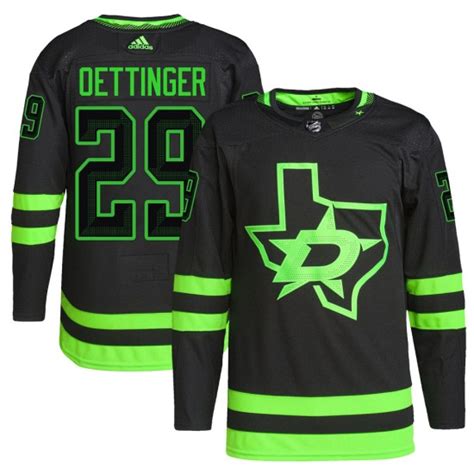 Men's Dallas Stars Jake Oettinger Adidas Authentic Alternate Primegreen Pro Jersey - Black