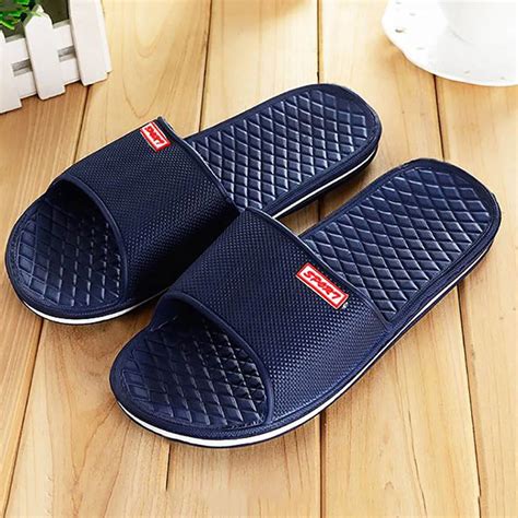 Men Shoes Solid Flat Bath Slippers Summer Sandals Indoor & Outdoor Slippers Casual Men Non Slip ...