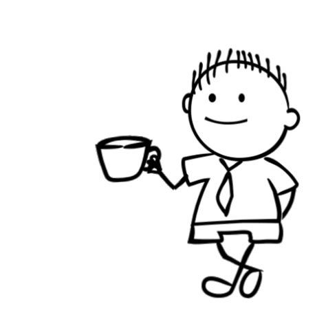 a drawing of a person holding a cup