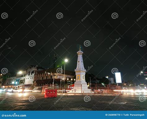 Photo Editorial, Slow Speed, Tugu Yogyakarta or Monument in the Night, Yogya, Jogja, Jogjakarta ...