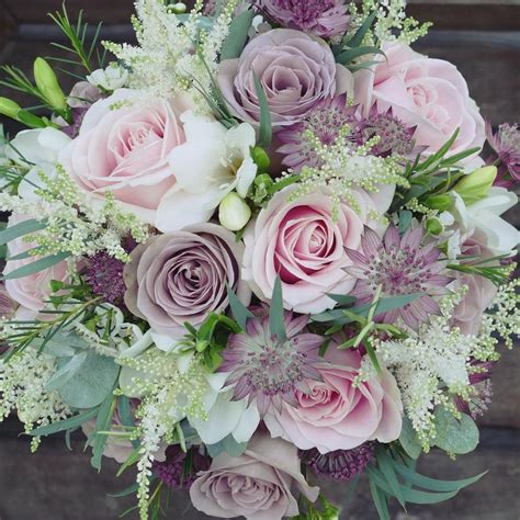 Purple and pink wedding bouquet (Artisan House of Flowers) | Light purple wedding flowers ...