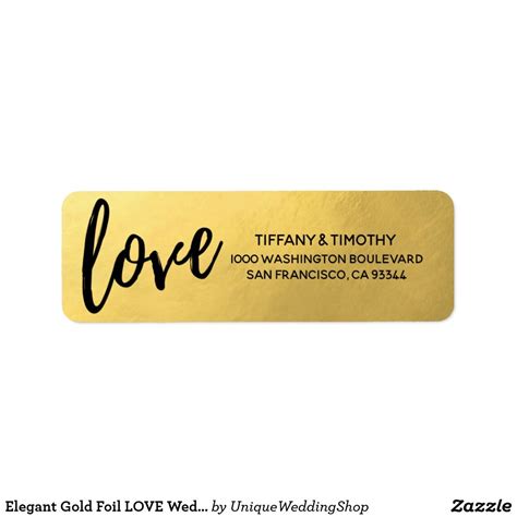 Elegant Gold Foil LOVE Wedding Return Address Label | Zazzle.com | Wedding return address labels ...