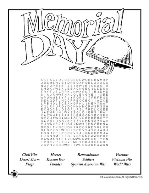 Memorial Day Word Search | Woo! Jr. Kids Activities : Children's Publishing