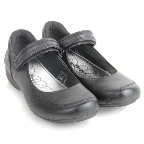 Kids Girls Black Flat School Shoes Mary Jane Hook & Loop Strap Shoes | eBay