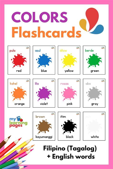 Colors Filipino Flashcards | Color flashcards, Printable flash cards ...