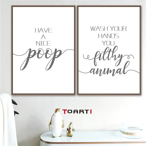 Aliexpress.com : Buy Funny Bathroom Quotes Modern Wall Posters ...