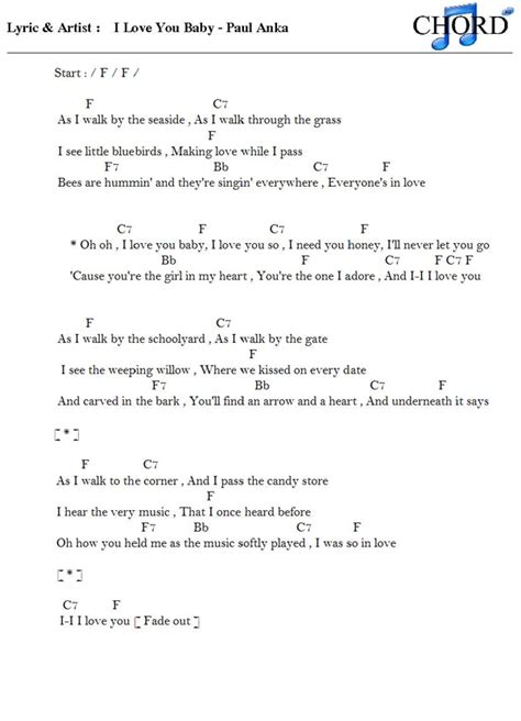 คอร์ด เนื้อเพลง I Love You Baby Paul Anka Chordza | คอร์ดเพลง คอร์ดกีต้าร์ เนื้อเพลง เพื่อทุก ...