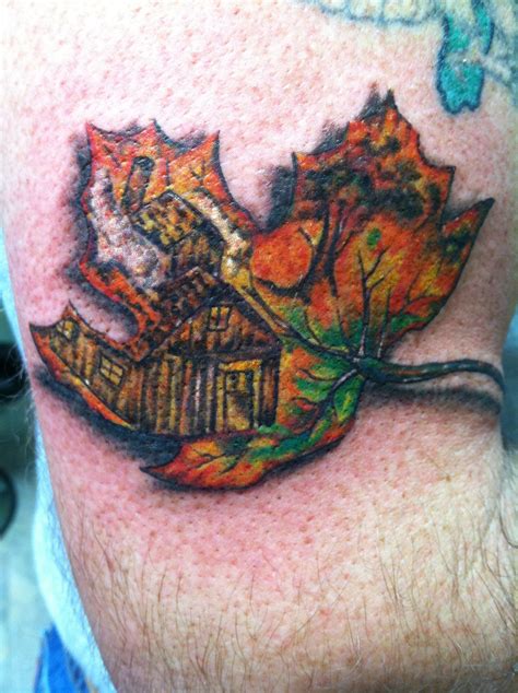 Maple leaf with sugar shack Nature Tattoos, Leaf Tattoos, Tattoo Work ...