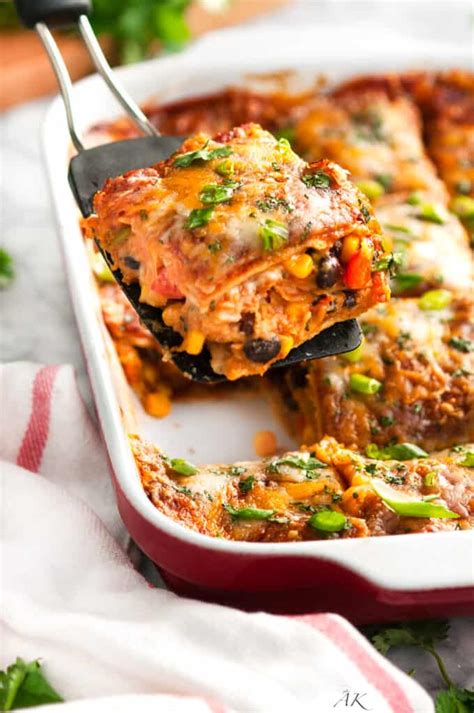 Vegetarian Black Bean Enchilada Casserole (Video) - Aberdeen's Kitchen