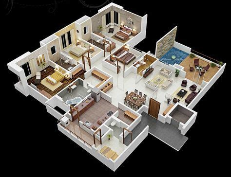 Modern and Spacious 4-Bedroom House Plan in 3D