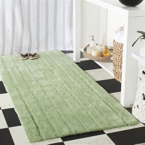 Shop Safavieh Light Green Spa Stripe Reversible Bath Mat (2' 6 x 6') - On Sale - Free Shipping ...