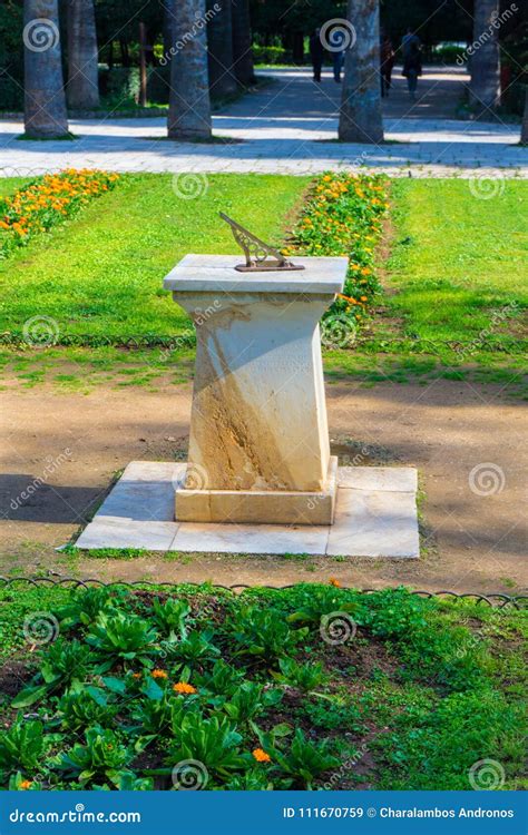 Solar Clock Sundial at National Garden of Athens, Greece Stock Image - Image of nature, hours ...