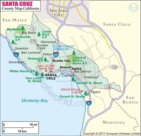 Santa Cruz County Map, Map of Santa Cruz County, California