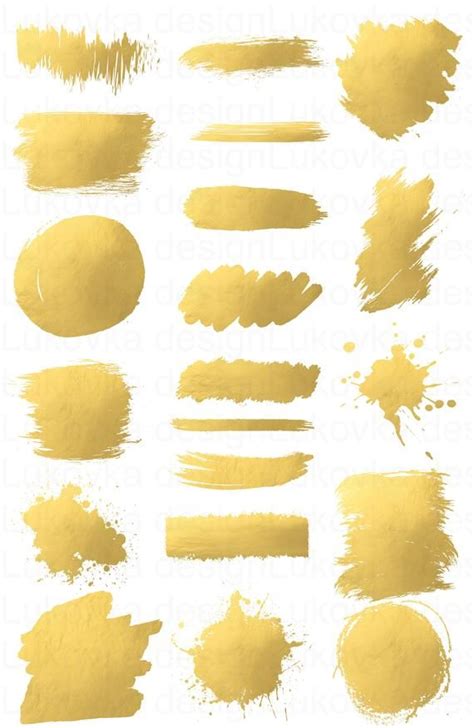 Gold brush strokes Gold clipart Gold Foil clipart Gold Splash Gold ...