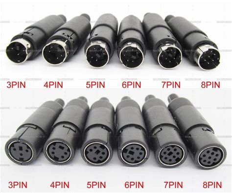 10pcs S Video terminal Circular Connector Mini DIN 3/4/5/6/7/8 Pin Male/Female With Plastic ...