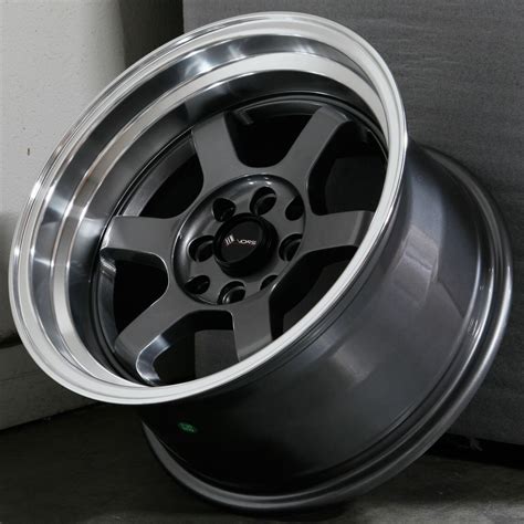 15x8 Vors TR7 4x100/4x114.3 0 Gun Metal Wheels Rims Set(4) - Wheels