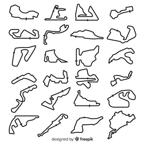 Free Vector | Collection of f1 racing tracks