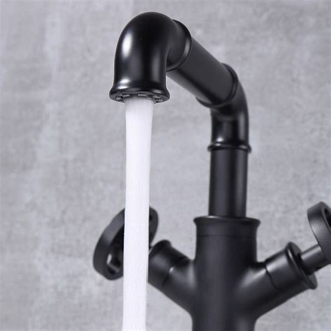 Ruth Industrial Pipe Bathroom Vessel Sink Faucet Matte Black 1-Hole 2 ...