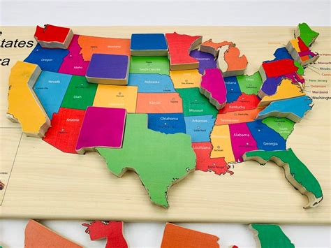USA Map Puzzle, Wooden Puzzle, Map of the united states, Montessori ...