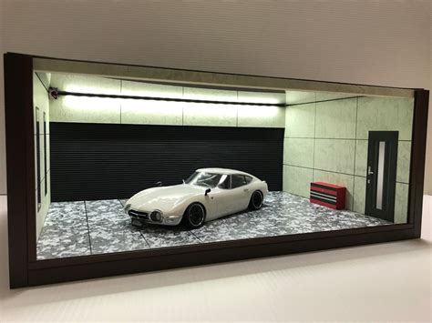 1/18 1:18 SCALE DIORAMA GARAGE DISPLAY ACRYLIC CASE W/ LED LIGHT MADE ...