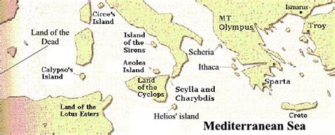 Map of Odysseus travel | Odyssey, Greek myths, Map