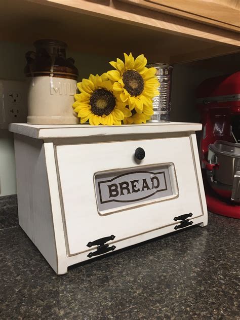 FARMHOUSE Kitchen Bread Box Bin wooden Storage for bread- Rustic ...