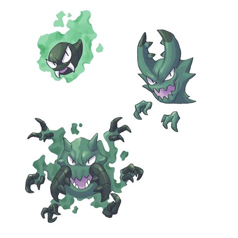 Ghost/Bug Gastly, Haunter and unnamed evo : r/fakemon