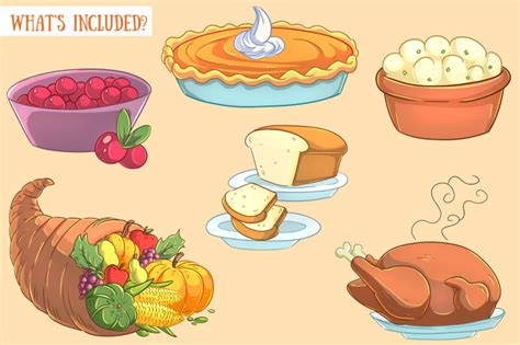 Thanksgiving Feast Clip Art Collection By Keepin' It Kawaii | TheHungryJPEG