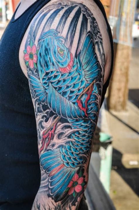 blue and black koi fish tattoo - Google Search | Koi fish tattoo, Koi fish tattoo meaning, Koi ...