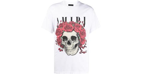 Amiri Rose Skull Logo T-shirt in White for Men | Lyst