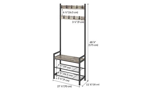 Ballucci Entryway Coat Rack with Shoe Bench, 3-in-1 Hall Tree and Shoe ...