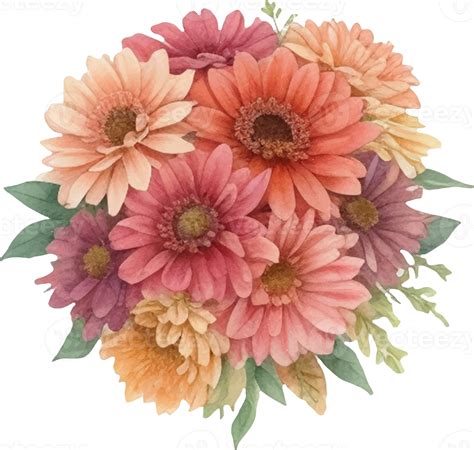 Watercolor autumn flower bouquets ,Ai generated 30925518 PNG