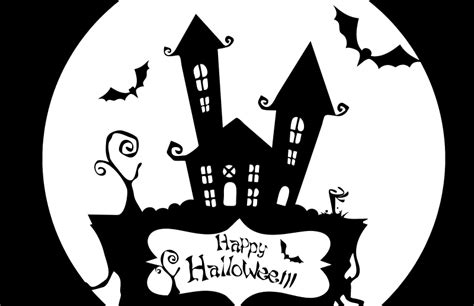 Happy Halloween Haunted House Stencil - Openclipart