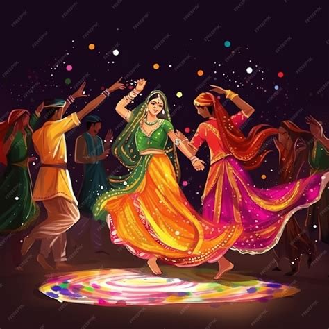 Premium Photo | Dandiya night celebration on navratri