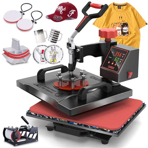 OIIEE Heat Press Machine 5 in 1 Combo Heat Press 12 x 15 Inch Heat Transfer Machine 360-Degree ...