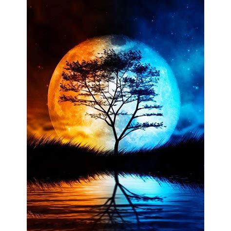 5D DIY Diamond Painting Night Cross Stitch Kit Full Pasting Area Diamond Painting for Home Decor ...