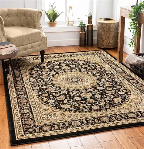 Amazon.com: Sultan Medallion Black Oriental Area Rug Persian Formal ...