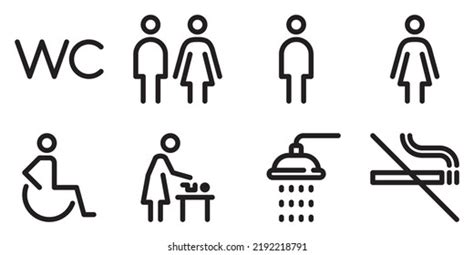 Toilet Line Icon Set Wc Sign Stock Vector (Royalty Free) 2192218791 | Shutterstock