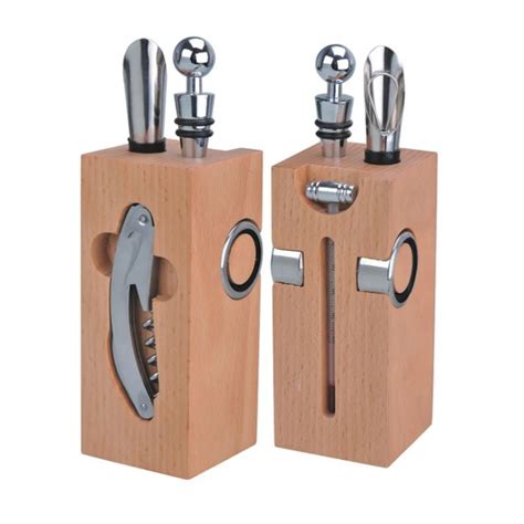 6pcs Wooden Wine Bottle Opener Set - Buy Wine Set,Wine Opener Gift Set,Wooden Box Wine Opener ...