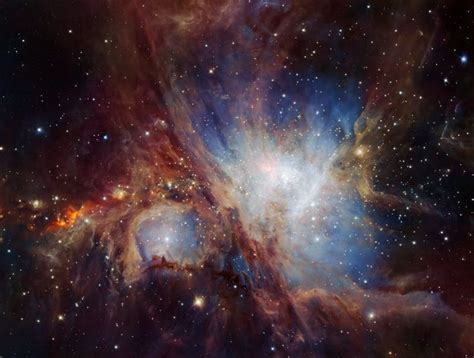 This spectacular image of the Orion Nebula star-formation region was obtained from multiple ...