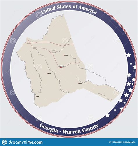 Map of Warren County in Georgia Stock Vector - Illustration of blue ...