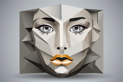 Human face in an abstract style, cubic portrait drawing for graphics, poster, banner 23821735 ...