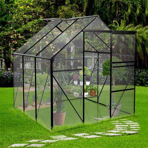 Buy GLANZEND 6x6 FT Polycarbonate Walk-in Greenhouse, All Season Garden Green Houses, Aluminum ...