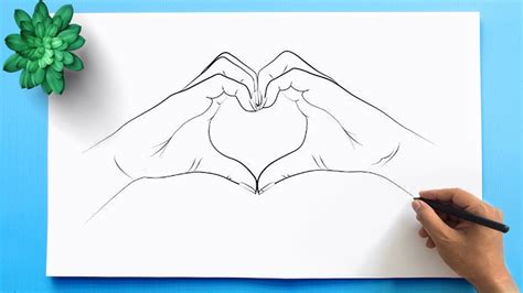 Drawing of Making Heart Sign with two hands || How to Draw a Heart Hands - YouTube