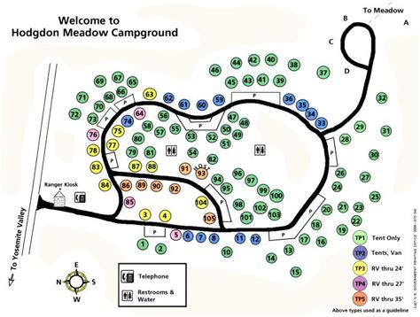 Yosemite National Park Campground Map | Cities And Towns Map