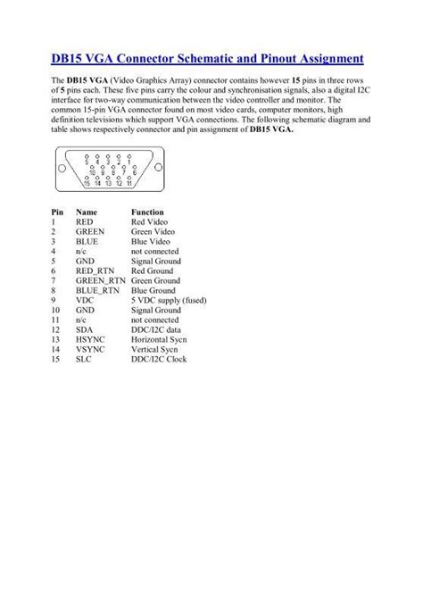 DB15 VGA Connector Schematic and Pinout ... - Sound Services in 2024 ...