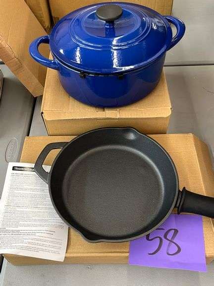 3PC TRAMONTINA CAST IRON COOKWARE SET - Earl's Auction Company