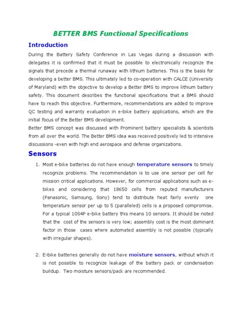 BETTER BMS Functional Specifications | PDF | Accelerometer | Brand