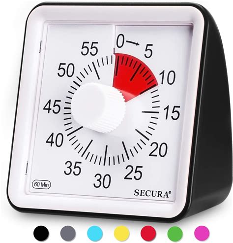 Secura 60-Minute Visual Timer, Classroom Countdown Clock, Silent Timer ...